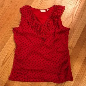 NY&C black & red v-neck sleeveless blouse.
